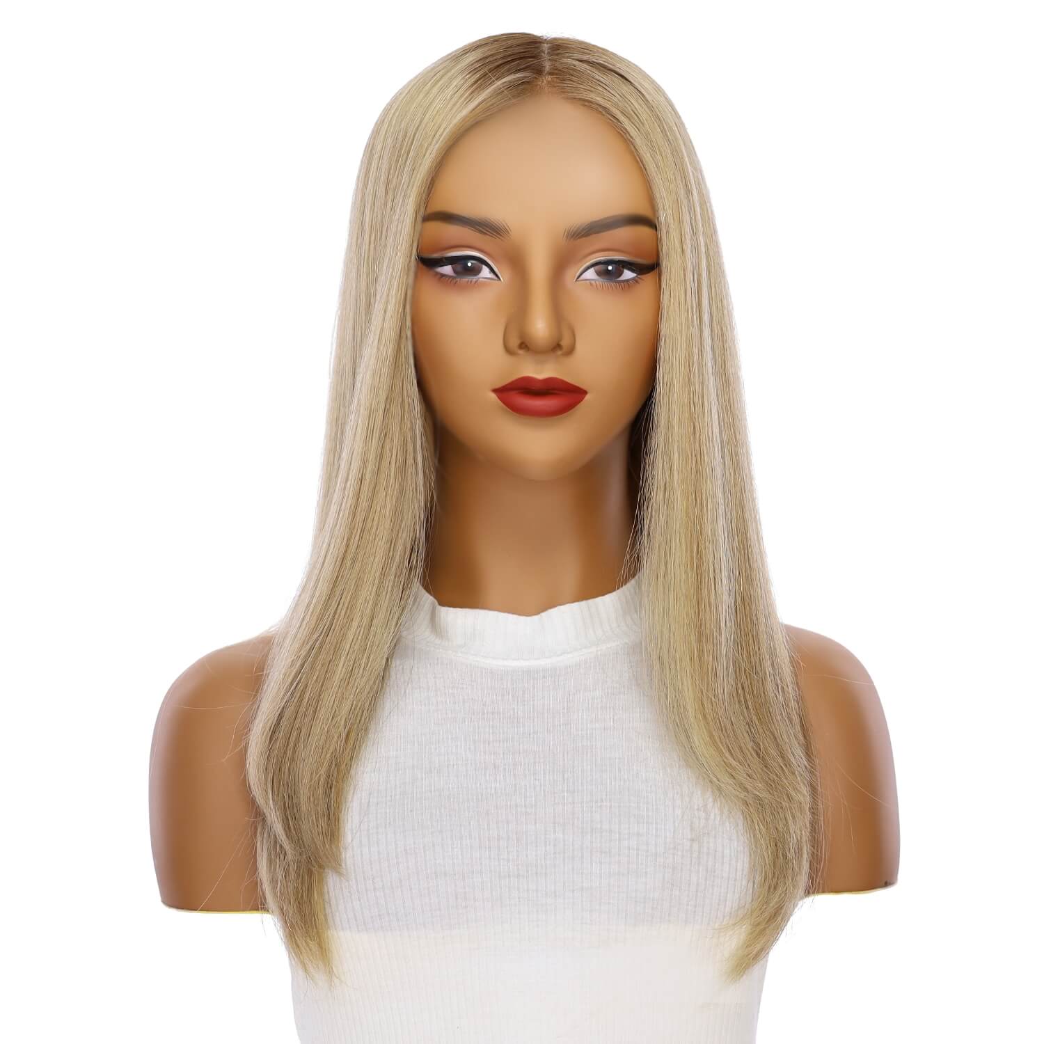 22″ Ponytail Silk Part Wig Ash Blonde