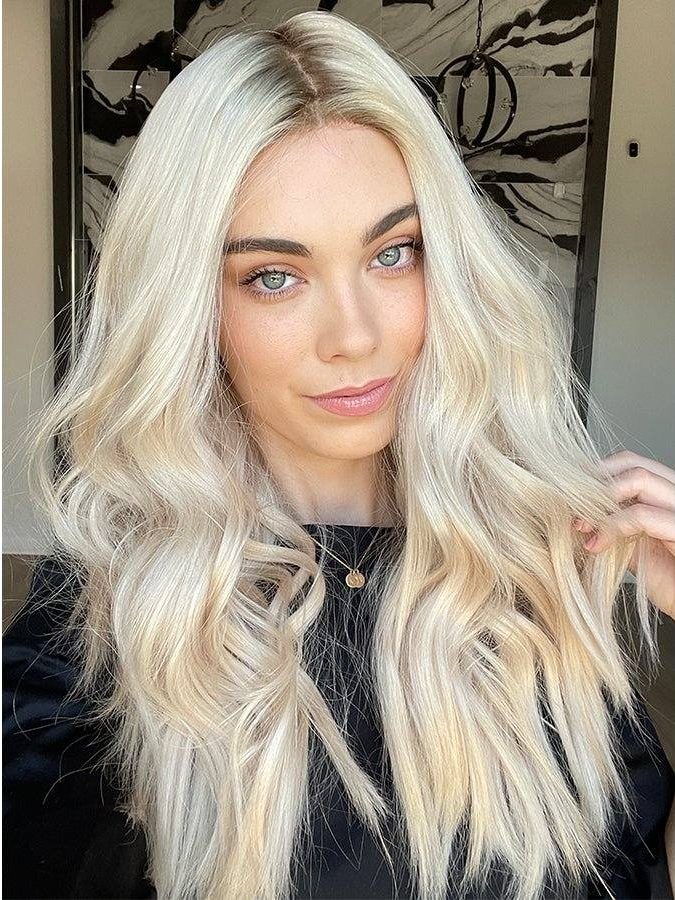26″ Ponytail Silk Top Wig Ice Blonde