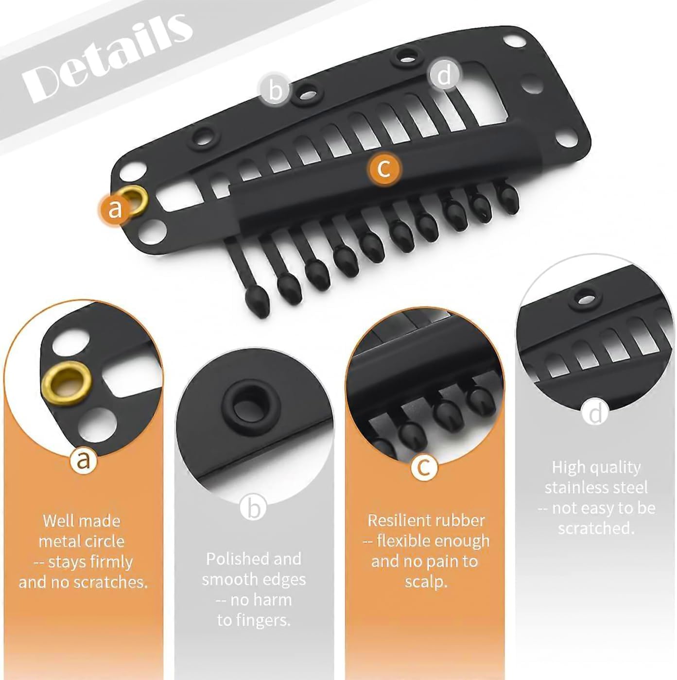 Snap Clips - For Hair Extensions & Wigs, 3.5CM X 2CM, Pack Of 5 Pieces - Image 3