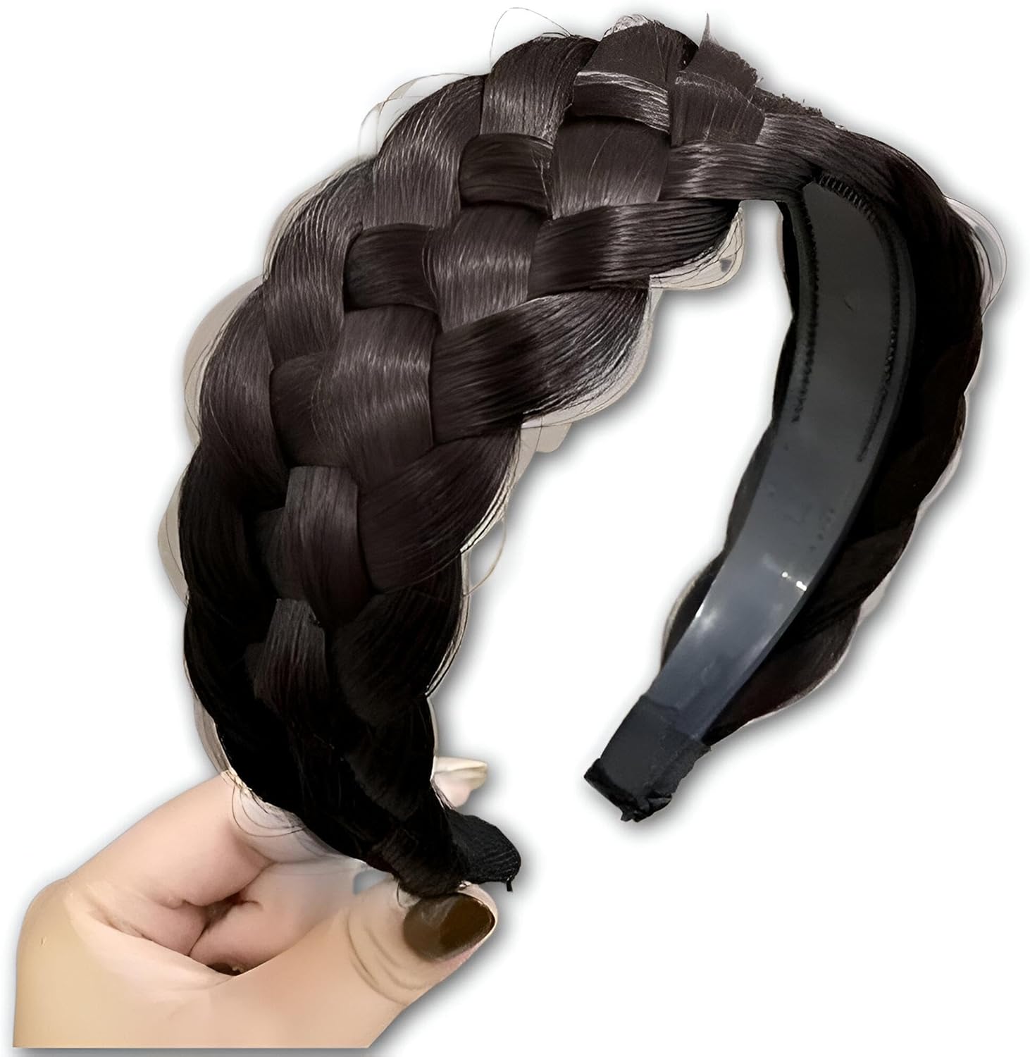 Woven Headband - A woven-inspired accessory featuring a braid wig and twist design that clips easily - Image 2