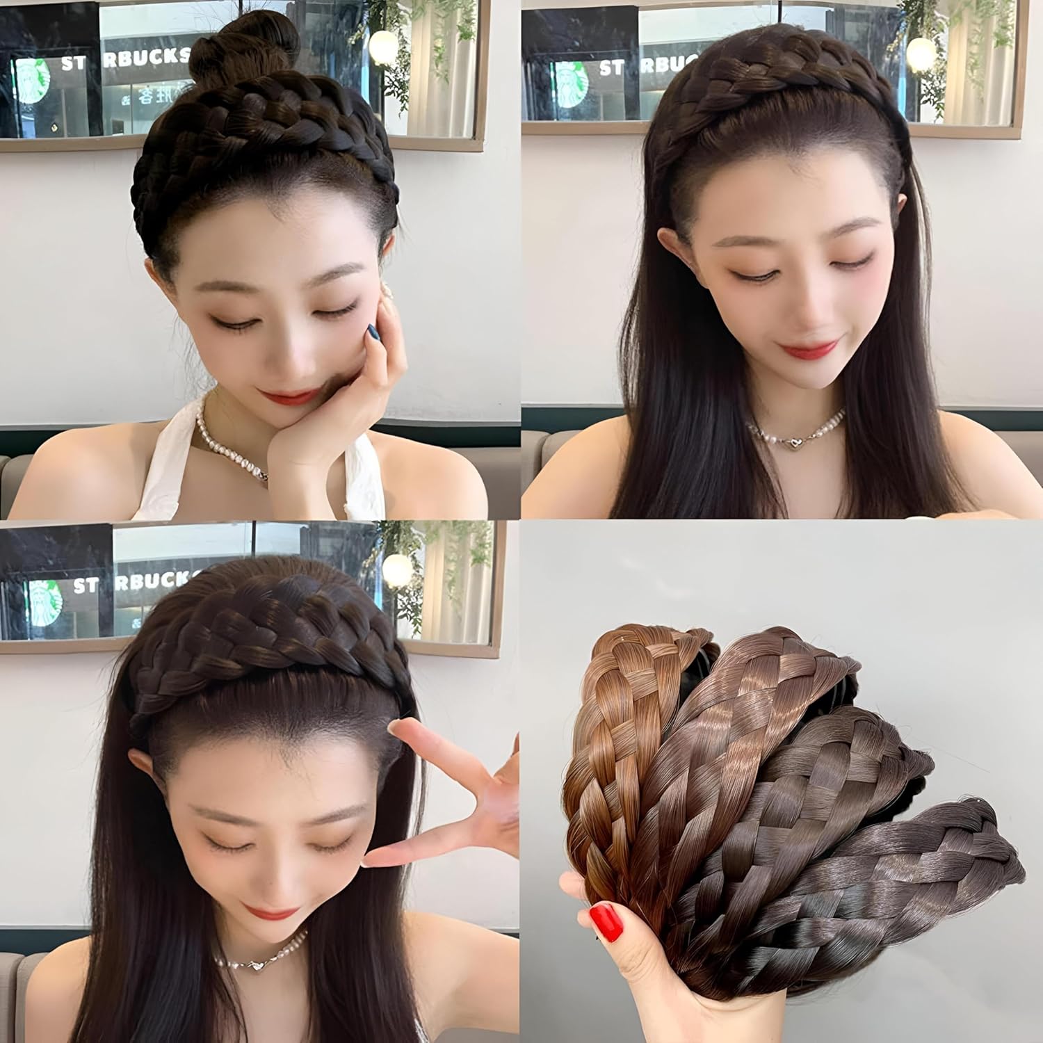 Woven Headband - A woven-inspired accessory featuring a braid wig and twist design that clips easily - Image 3